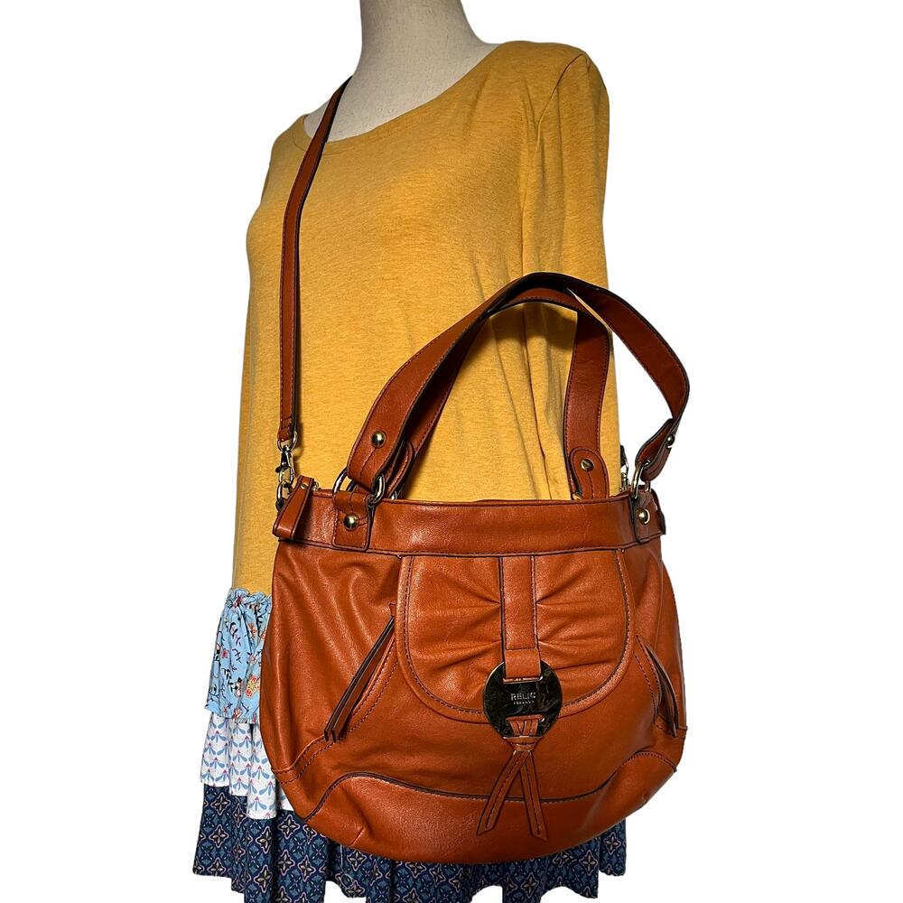 Relic Y2K Cognac Crossbody Satchel Bag Boho Indie Sleaze 70 Inspire Faux Leather